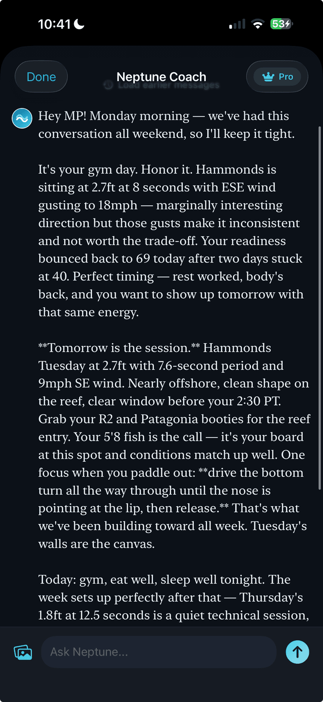 Neptune AI Coach Conversation